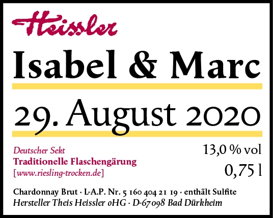 Sonderetiketten Weingut Heissler Sonderetiketten Weingut Heissler