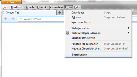 Firefox Hauptmenu klassische Ansicht